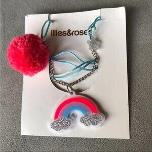Lilies  Roses ~ Necklace ~ Rainbow Pom Pom Star ~ Childrens One Size ~ New